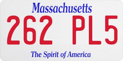MA license plate 262PL5