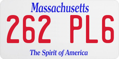 MA license plate 262PL6