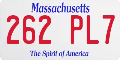MA license plate 262PL7
