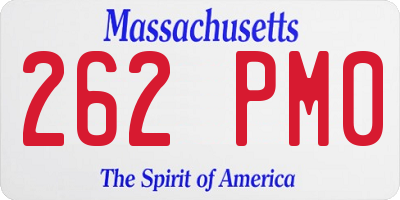 MA license plate 262PM0