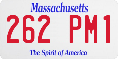 MA license plate 262PM1