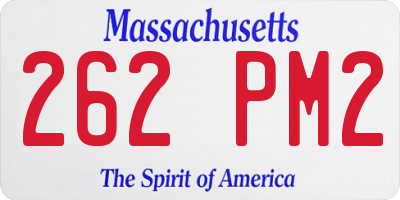 MA license plate 262PM2