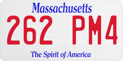 MA license plate 262PM4