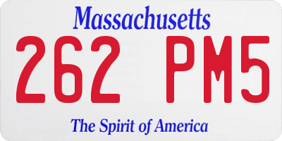 MA license plate 262PM5