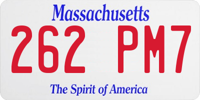 MA license plate 262PM7