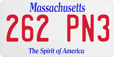 MA license plate 262PN3
