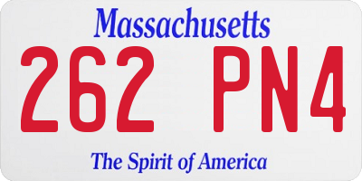 MA license plate 262PN4