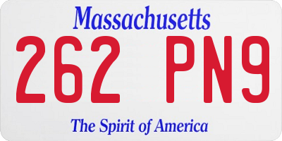 MA license plate 262PN9