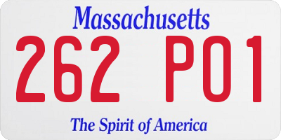 MA license plate 262PO1