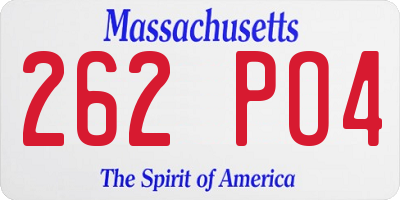 MA license plate 262PO4