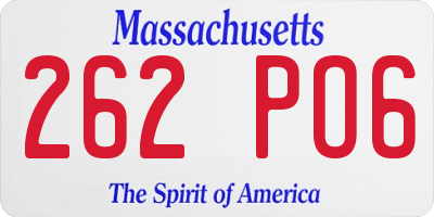 MA license plate 262PO6