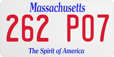 MA license plate 262PO7