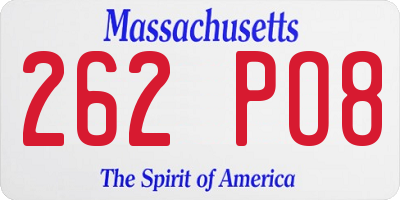 MA license plate 262PO8