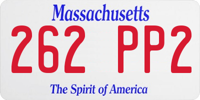 MA license plate 262PP2