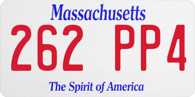 MA license plate 262PP4