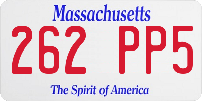MA license plate 262PP5