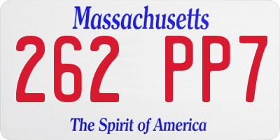 MA license plate 262PP7