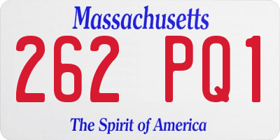 MA license plate 262PQ1