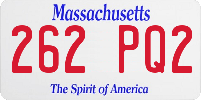 MA license plate 262PQ2
