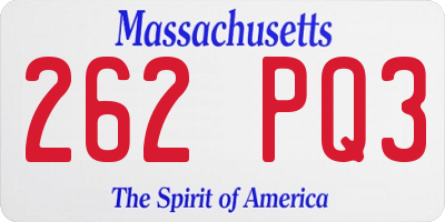 MA license plate 262PQ3