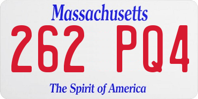MA license plate 262PQ4