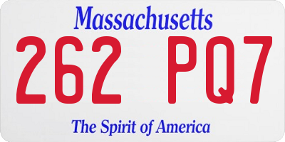 MA license plate 262PQ7