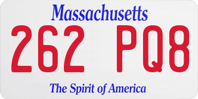 MA license plate 262PQ8