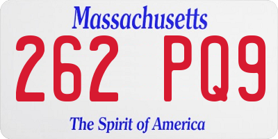 MA license plate 262PQ9