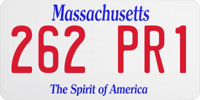 MA license plate 262PR1