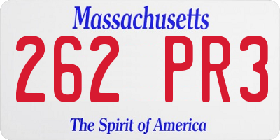 MA license plate 262PR3