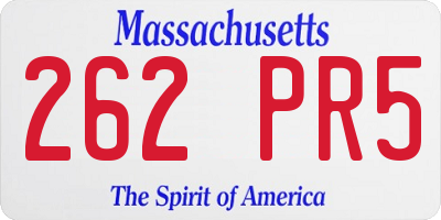 MA license plate 262PR5