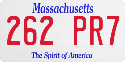 MA license plate 262PR7