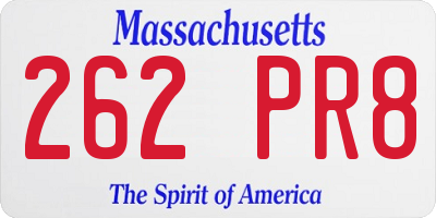 MA license plate 262PR8