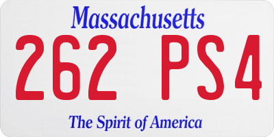 MA license plate 262PS4
