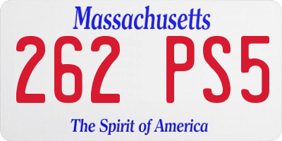 MA license plate 262PS5