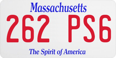 MA license plate 262PS6