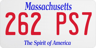 MA license plate 262PS7
