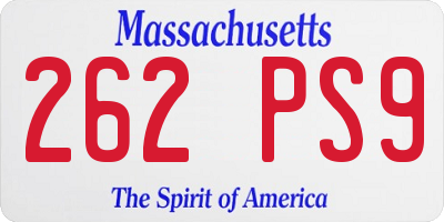 MA license plate 262PS9