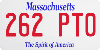 MA license plate 262PT0