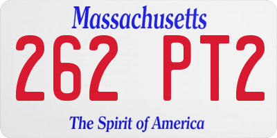 MA license plate 262PT2