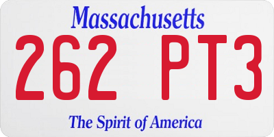MA license plate 262PT3
