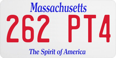 MA license plate 262PT4