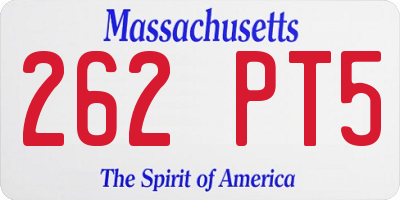 MA license plate 262PT5