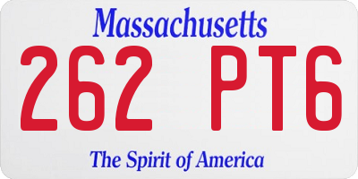 MA license plate 262PT6