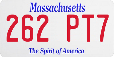 MA license plate 262PT7