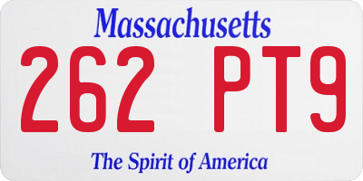 MA license plate 262PT9