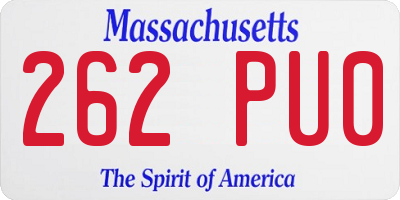 MA license plate 262PU0