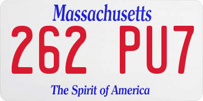 MA license plate 262PU7
