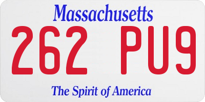 MA license plate 262PU9