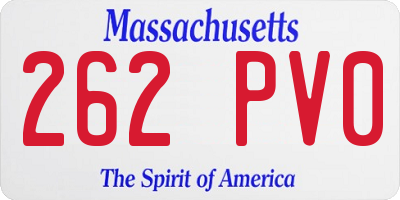 MA license plate 262PV0